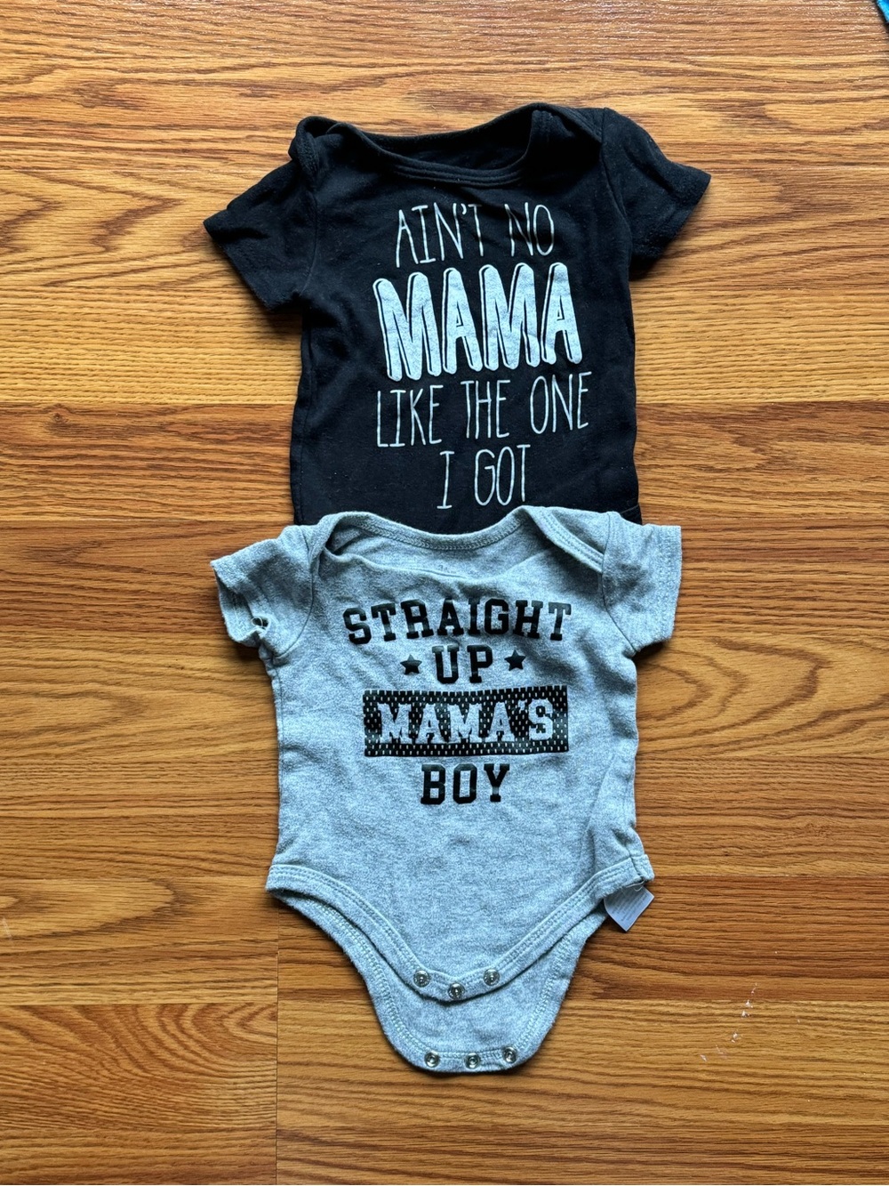 Baby Starters Mama Graphic Bodysuit Duo - Black & Gray